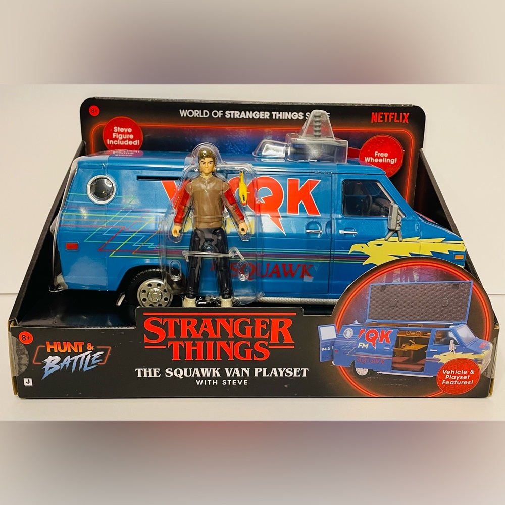 NEW 2025 Stranger Things Season 5 WSQK The Squawk Van Playset + Steve Figure